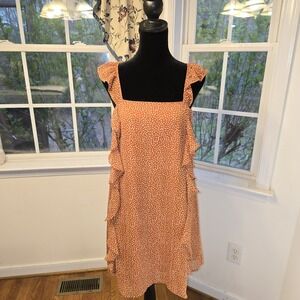 Sugar Lips Mini Dress Womens Size Large‎ Burnt Orange With Cream Polka-dots